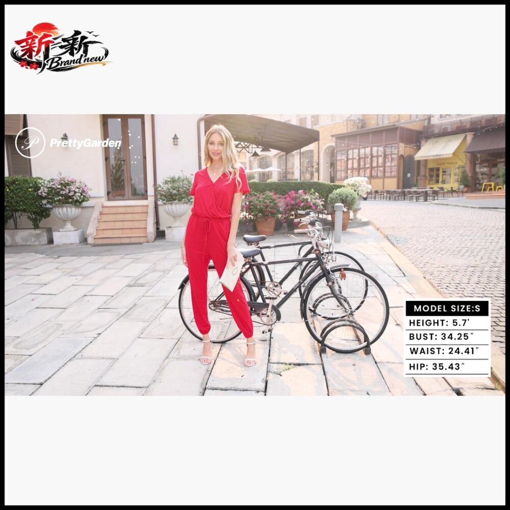 Polyester Viscose Elastane Jumpsuit Short Sleeve … - image 7